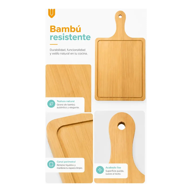 6 Tabla Pizza Tabla Picoteo Tabla Madera Bambu 27x30 Cm Tabla Cuadrada Tabla Bambu Pizza Picoteo Madera Rectangular 27x30cm Espesor 8mm Mango Quesos Aperitivos Cocina 27x30