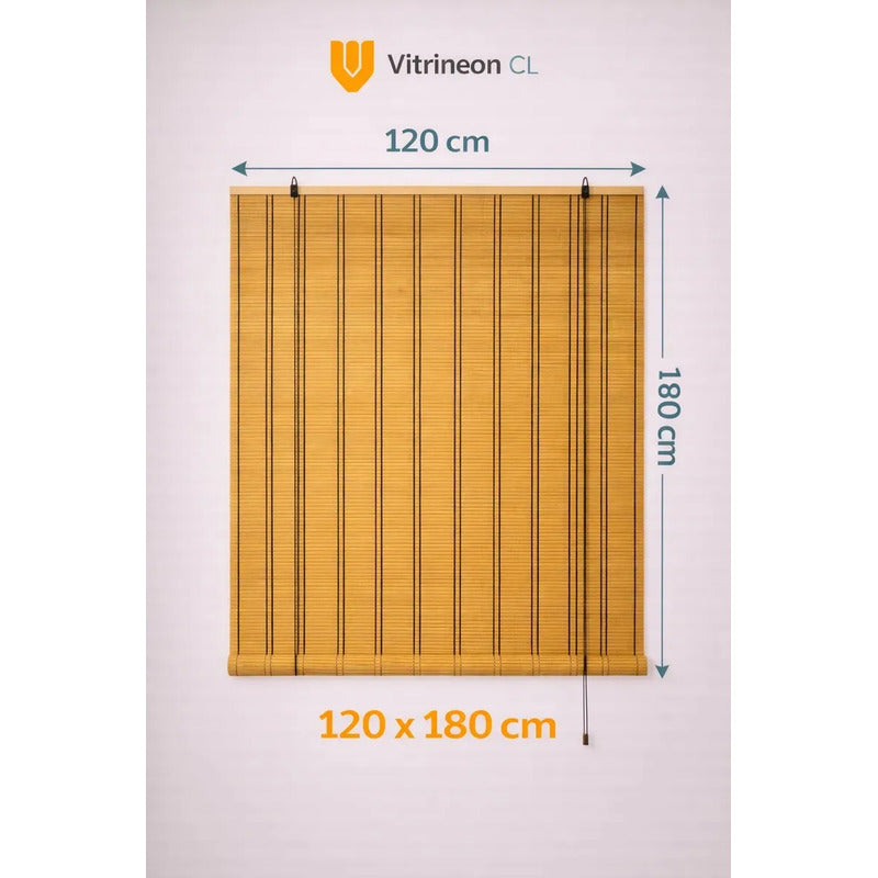 2 Persiana Bambu Enrollable Roller Ventana Living 120x180cm Marrón Bambu Natural Decorativo Roller Enrollable Madera Rayas Control Luz Estilo Nordico Ventanas Hogar Oficina