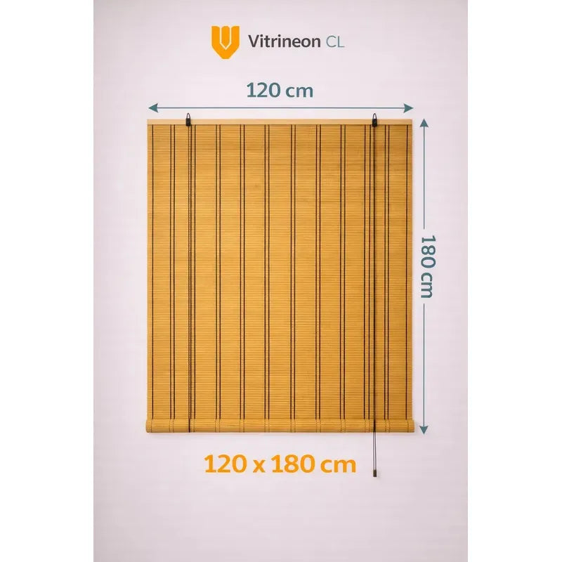 2 Persiana Bambu Enrollable Roller Ventana Living 120x180cm Marrón Bambu Natural Decorativo Roller Enrollable Madera Rayas Control Luz Estilo Nordico Ventanas Hogar Oficina