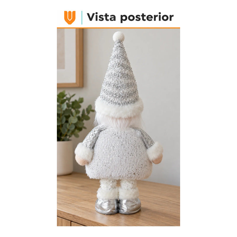 Muñeco Pascuero Navideño 60cm Retraible Decorativo Figura Blanco Muñeco Adorno Navideño Muñeco Papá Noel Viejito Pascuero Santa Claus Gorro Barba Blanca Figura Verdes Cascabel 60cm Retraible