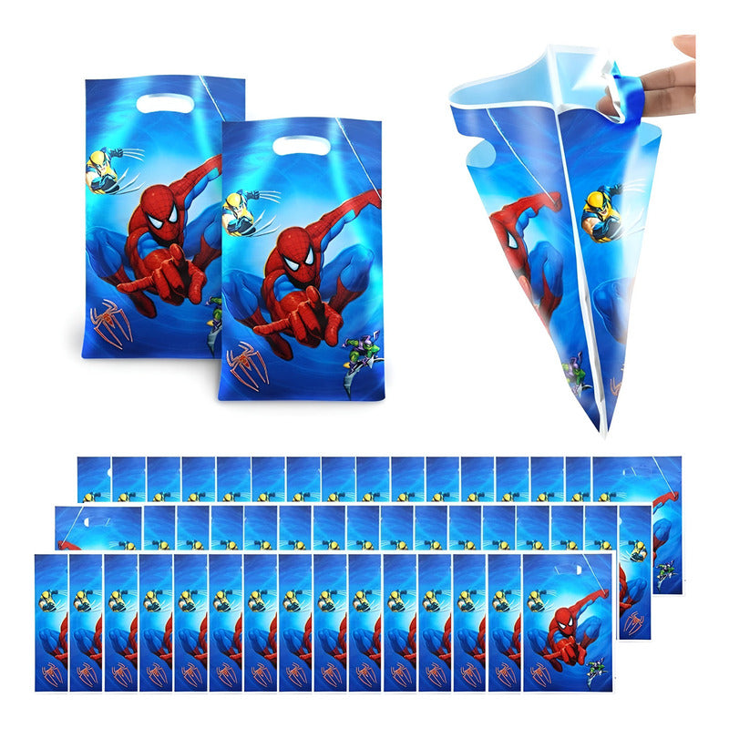 10 Bolsas Para Piñata Spiderman Bolsas Para Dulce Fiesta Color Azul Tamaño De La Piñata Grande - Vitrineon Cl