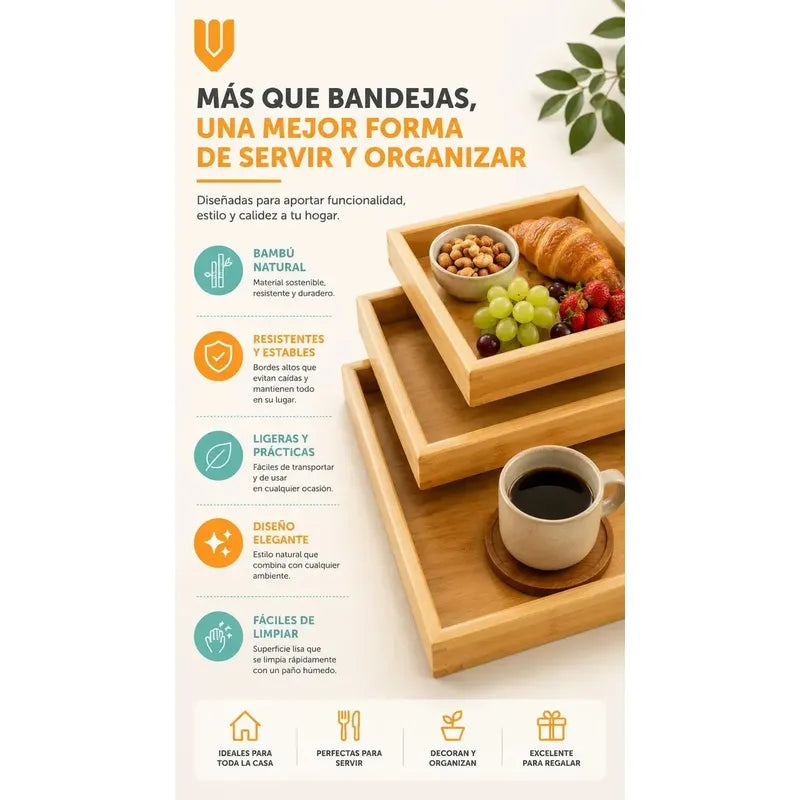 3 Bandeja Desayuno Bambu Ecologico Sostenible Hogar Bambu Marron Bambu Natural Madera Clara Elegante Nordico Artesanal Gourmet Calido Minimalista Cocina Premium