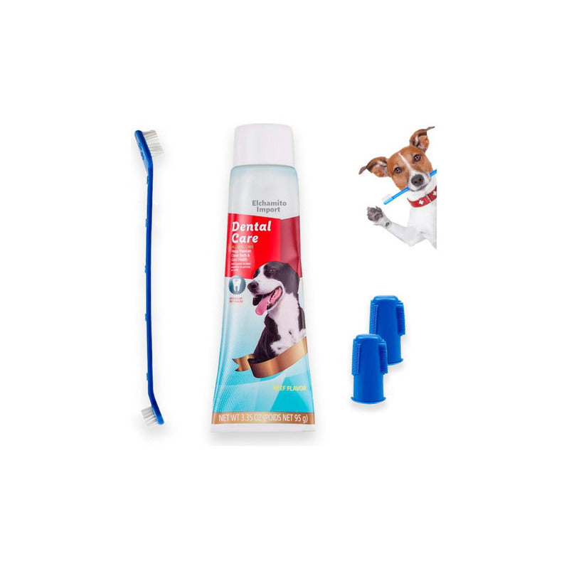 Set De Higiene Dental Con Cepillo Para Mascota Dental Care S Sabor Carne