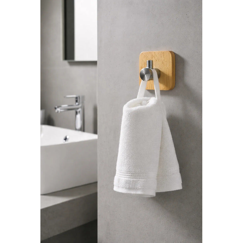Perchero Pared Adhesivo Fuerte Bambu Acero Inoxidable Rápido Bambú