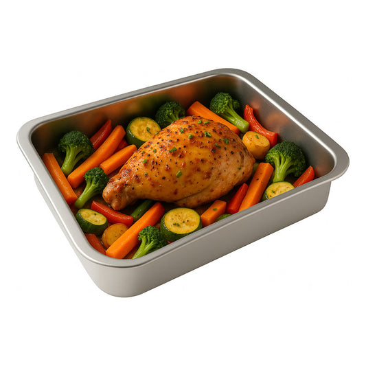 2 Bandeja Para Horno Bandeja Acero Inoxidable Multiuso 31x21 Gris
