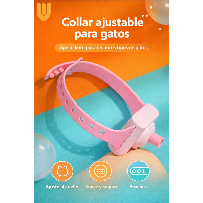 Collar Gato Juguete Interactivo Laser Mascota Inteligente Talla Unica Collar Gato Laser Interactivo Inteligente Rosa Silicona Ajustable Hebilla Led Juguete Mascota Entrenamiento Diversion Rosa...
