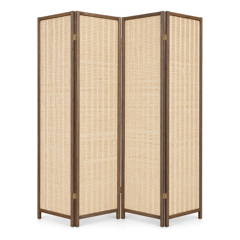 Biombo Separador Ambientes 4 Paneles 180cm Tela Plegable Biombo Tela Trenzada Panel Plegables Decoración Interior Elegante Divisor Ambientes Estilo Contemporáneo Funcional Hogar Beige