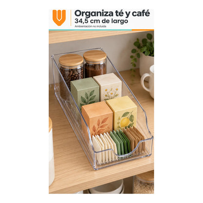 4 Organizadores Transparentes Acrílico 35cm Cocina Despensa Blanco