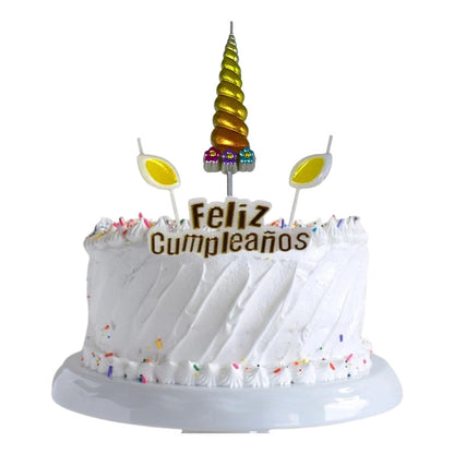 Set 4 Velas De Cumpleaños Adornos Para Tortas Unicornio