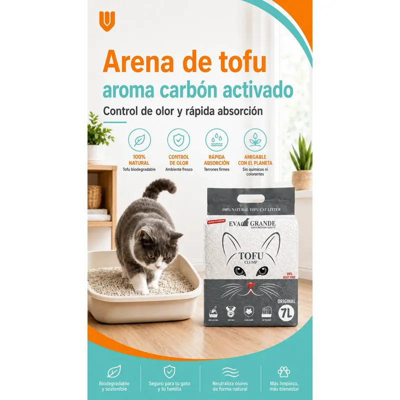2 Und Arena Sanitaria Para Gatos Tofu Carbón Activo Aglutina Carbon Activado Aglomerante Natural Control Olor Bajo Polvo Eco Amigable Sanitaria Mascotas