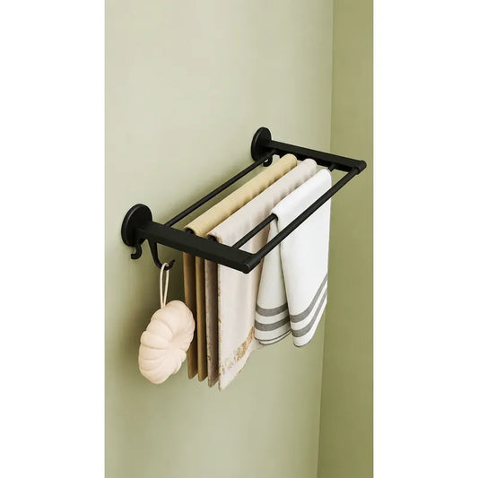 Toallero Soporte Organizador Baño Aluminio Estante Toallas Negro Grafito Mate Elegante Minimalista Industrial Moderno Decorativo Premium Alto Contraste Sofisticado