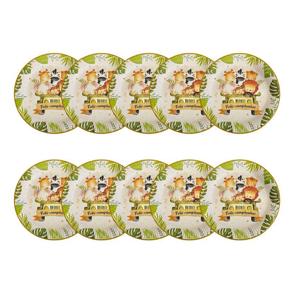 10 Plato De Carton Safari Cumpleaños Safari Animales 23 Cm
