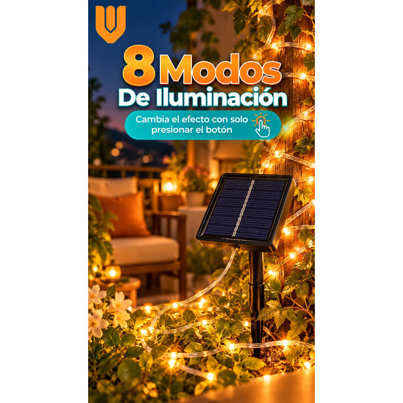Luces Solares Decoración Navideña Guirnaldas Luz Calida 12m Luz Blanco Calido Cable Transparente Blanco Panel Solar Negro... Luz Blanco Calido Cable Transparente Blanco Panel Solar Negro...