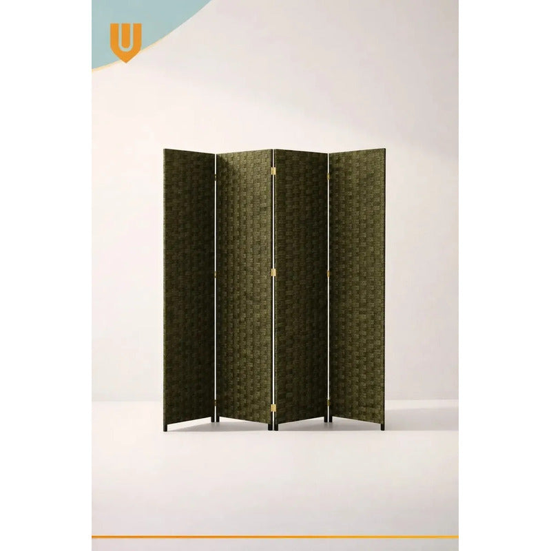 Biombo Tela Geometrico Verde Oscuro 4 Paneles 180cm Divisor Verde Profundo Moderno Decoracion Interior Hogar Oficina Panel Separador Ambientes Elegante Estilo Geometrico Decorativo Divisor...