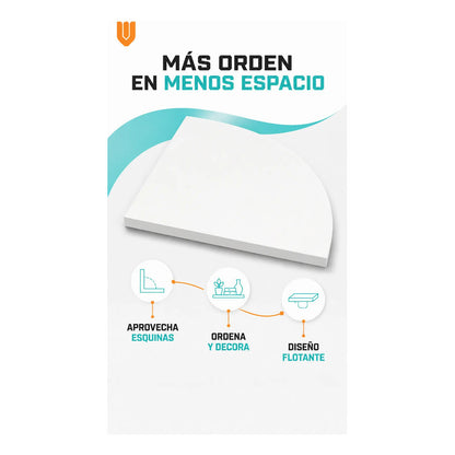 Repisas Flotante Blanco Acabado Madera Pared 30cm Esquinera Repisa Esquinera Flotante Acabado Madera Cuarto Círculo Borde Curvo Fijación Oculta Mural Decorativa 30cm