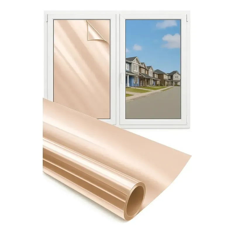 Protector Vidrio Termico Reflectivo Reduce Calor Interior Negro Reflectivo Efecto Espejo Tono Oscuro Elegante Privacidad Total Control Luz Bloqueo Solar Apariencia Moderna Ventanas Hogar