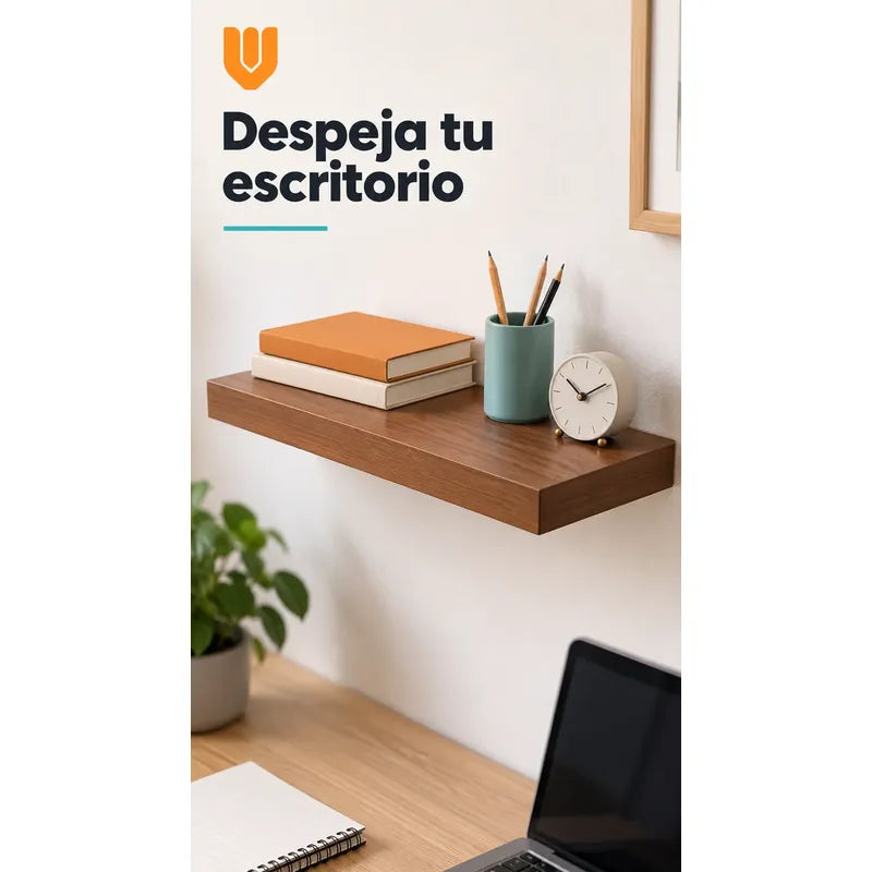 2 Repisas Flotantes Marrón Mdf 40x23cm Decoración Sala Pared Marrón