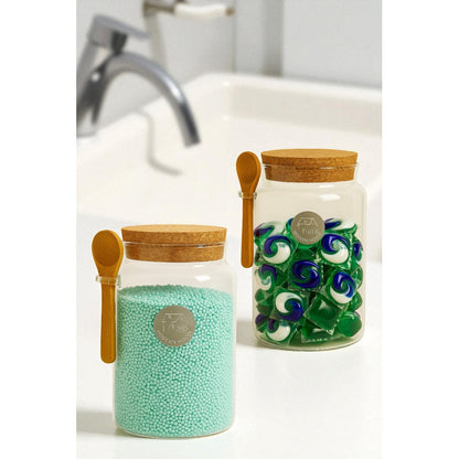 Contenedor Hermetico Para Jabon Detergente Frasco Vidrio Transparente