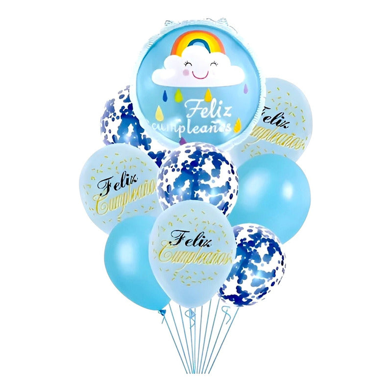 Set 9 Globos De Cumpleaños Decoracion De Cumpleaños Arcoiris