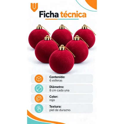 6 Esferas Navidad Adorno Piel Durazno Bolas Decorar 8cm Esferas Navidad Adorno Piel Durazno Bolas Decorar 8cm Vino Esferas... 8cm