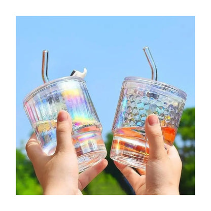 Pack X4 Vasos Con Bombilla Transparente Vaso De Vidrio Jugos
