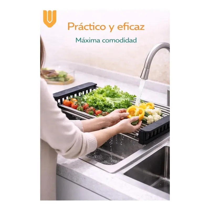 2 Escurridores Ajustables Lavaplatos Cocina Ahorra Espacio Negro