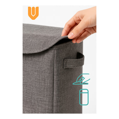 Canasto Ropa Grande Tela Bambú Premium Organizador Hogar Gris Lisa