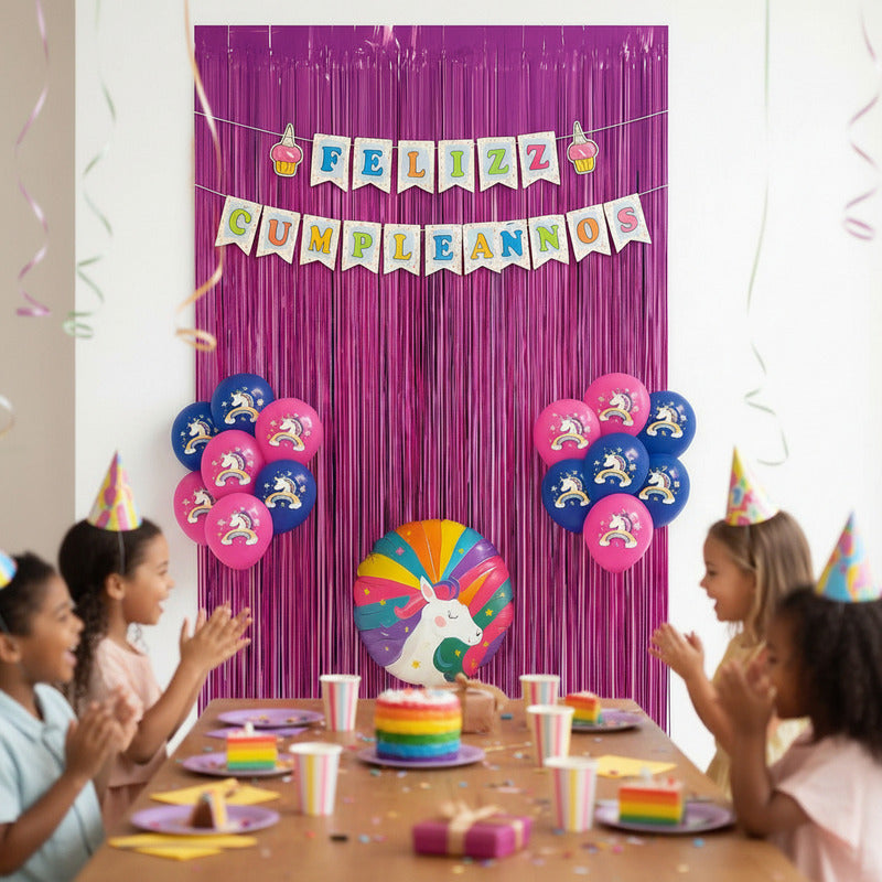 Set 17 Globos Decoracion Unicornio Metalico Fiesta Cumpleaño