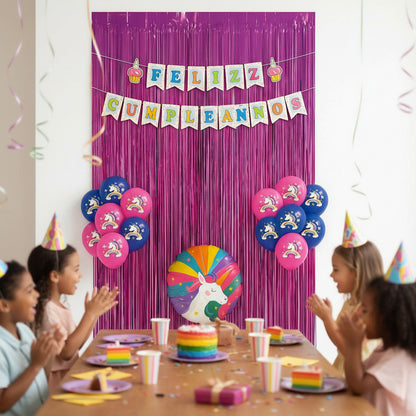 Set 17 Globos Decoracion Unicornio Metalico Fiesta Cumpleaño