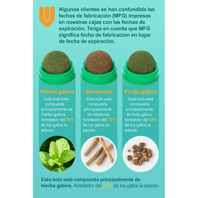 Bola Hierba Gatera Catnip Gatos Bola Snack Catnip Antiestrés