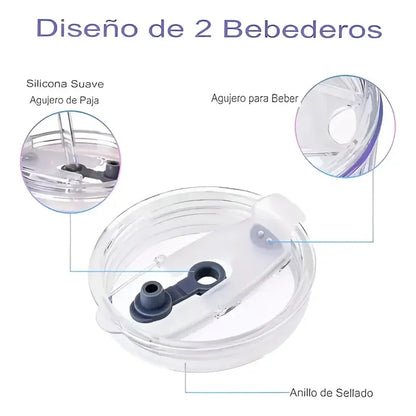 X2 Vaso De Vidrio Con Bombilla Hermetico Vaso Tornasol Taza Tornasol