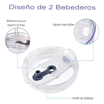 X2 Vaso De Vidrio Con Bombilla Hermetico Vaso Tornasol Taza Tornasol