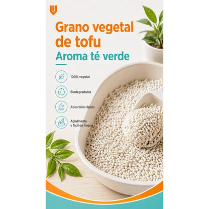 Arena Gatos Aglutinante Sanitaria Tofu Te Verde 2.6kg Clean Arena Sanitaria Tofu Te Verde 7 Litros Aglomerante Biodegradable Absorcion Control Olores 99 Porciento Libre Polvo Gatos - 2.6kg