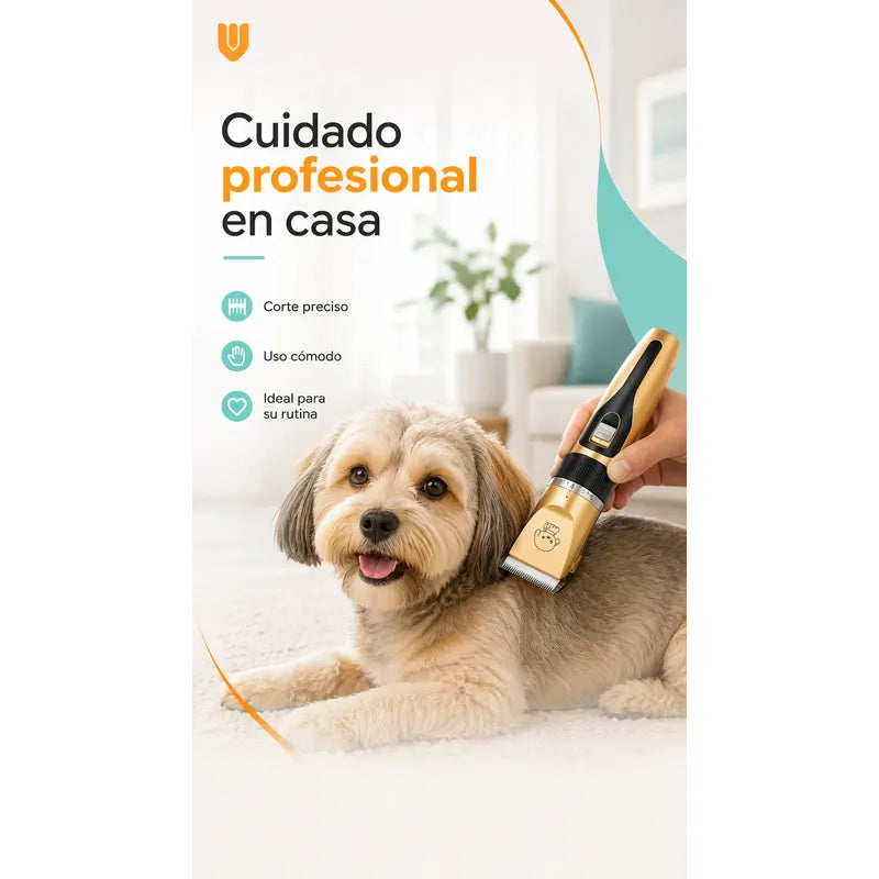 Maquina Cortar Pelo Perros Gatos Mascotas Peluqueria Kit Dorado Pequeño