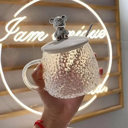 4 Taza Vasos Para Cafe Taza De Cafe Taza De Vidrio Cuchara Transparente Oso