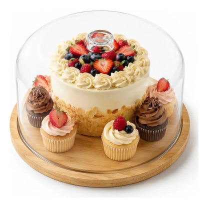 Base Soporte Torta Porta Cupcakes Transportador Dulces Transparente Bambu