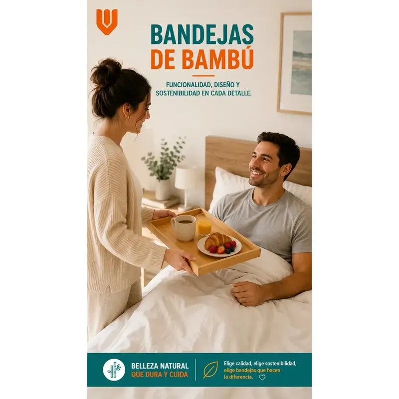 3 Bandejas Desayuno Aperitivo Bambu Natural Comida Multiusos Marron Bambú Natural Madera Clara Elegante Nordico Artesanal Gourmet Calido Minimalista Cocina Premium