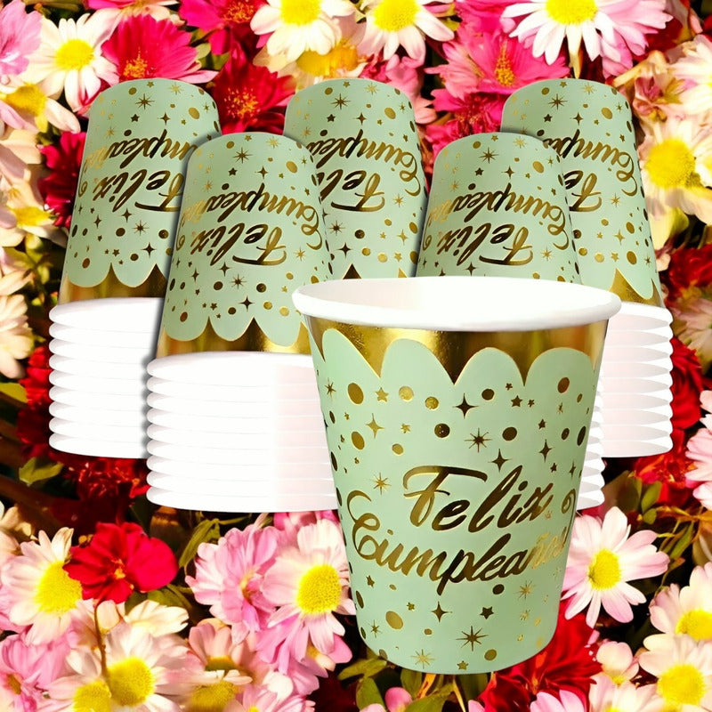 10 Vasos Desechables Cumpleaños Decoracion Feliz Cumpleaños