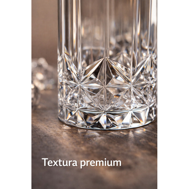 Set 6 Vaso Diamante Cristal 370ml Bebidas Bar Coctel Premium Vaso Diamante Vidrio Transparente 370ml Bebidas Cocteles Cerveza Jugos Bar Mesa Hogar Estilo Elegante Cristal Tallado
