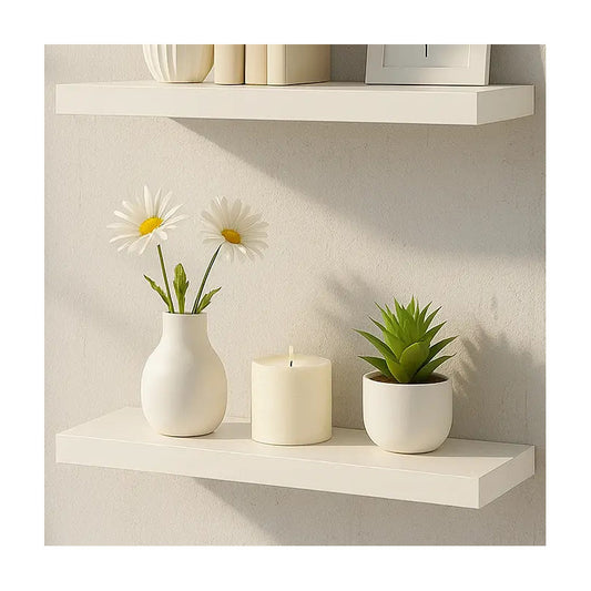 4 Repisa Flotante Dormitorio Baño Estantes Pared Mdf 40x15cm Blanco