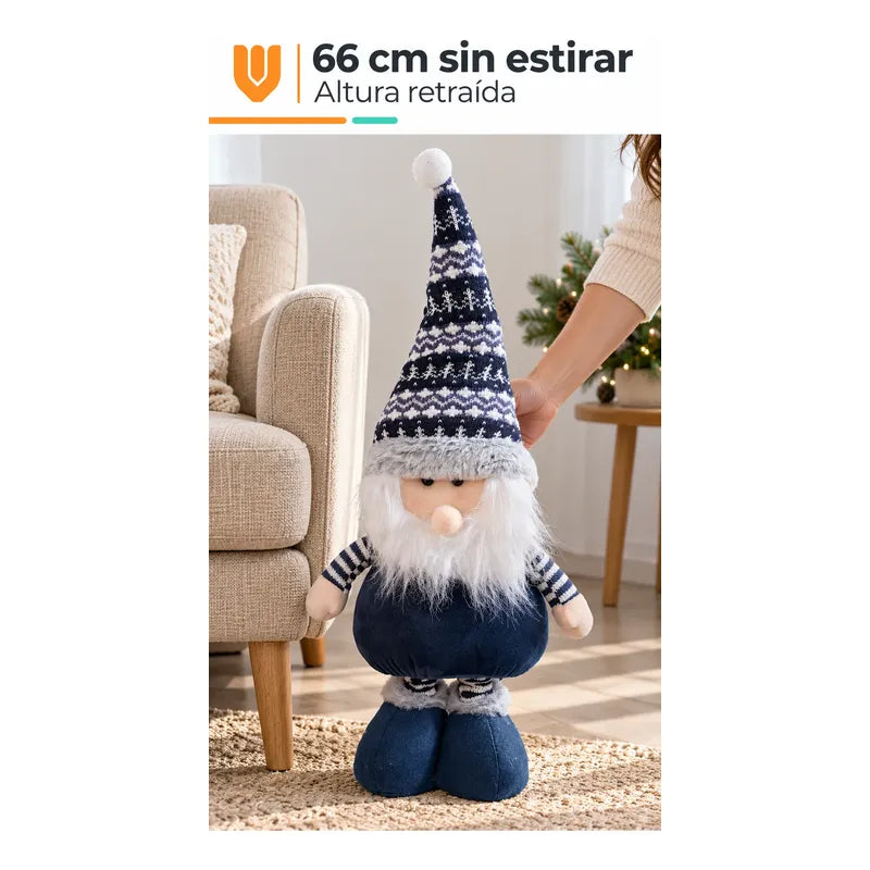 Muñeco Pascuero Navideño 86cm Retraible Decorativo Figura Blanco Muñeco Adorno Navideño Muñeco Papá Noel Viejito Pascuero Santa Claus Gorro Barba Blanca Figura Verdes Cascabel 86cm Retraible Pascuero