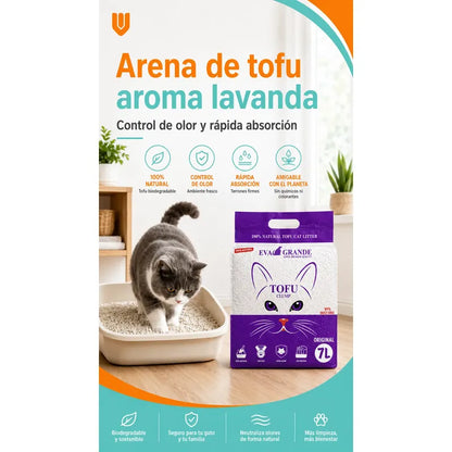 Arena Gatos Aglutinante Sanitaria Tofu Lavanda 2.6kg Clean Arena Sanitaria Tofu Lavanda 7 Litros Aglomerante Biodegradable Absorcion Control Olores 99 Porciento Libre Polvo Gatos - 2.6kg