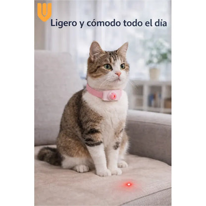 Collar Gato Juguete Interactivo Laser Mascota Inteligente Talla Unica Collar Gato Laser Interactivo Inteligente Rosa Silicona Ajustable Hebilla Led Juguete Mascota Entrenamiento Diversion Rosa...