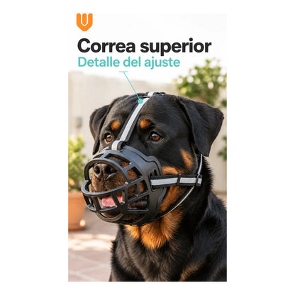Bozal Perro Grande Caucho Ajustable Canasta Seguridad Firme Negro Mediano