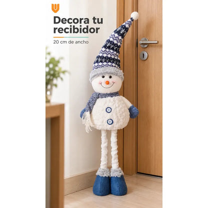 Muñeco Nieve Navideño 86cm Retraible Decorativo Figura Blanco Muñeco Adorno Navideño Muñeco Papá Noel Viejito Pascuero Santa Claus Gorro Barba Blanca Figura Verdes Cascabel 86cm Retraible