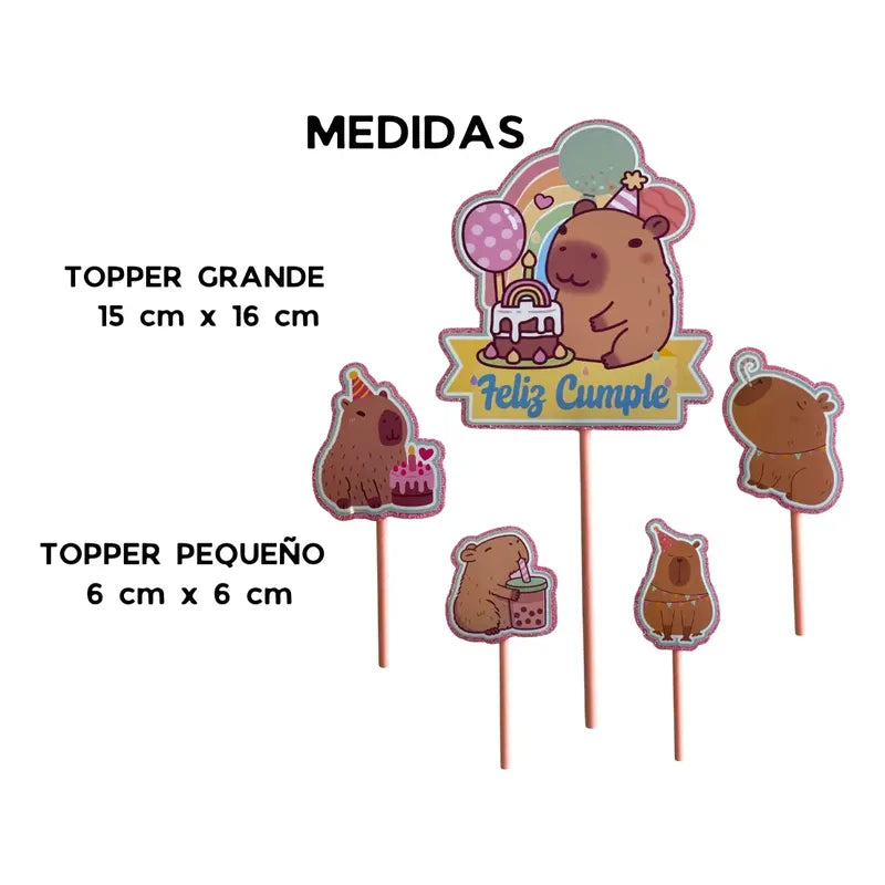 Topper Cumpleaños Torta Cotillon Cup Cake Fiestas Decoracion