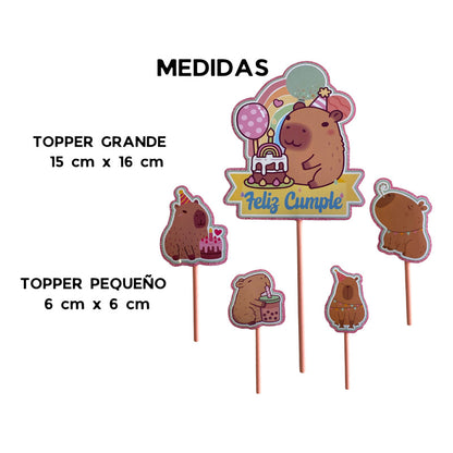 Topper Cumpleaños Torta Cotillon Cup Cake Fiestas Decoracion