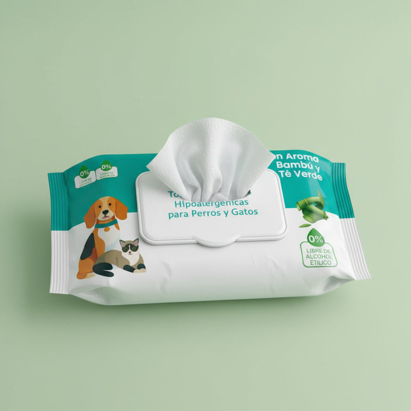 Toallas Humedas Bambu Limpieza Mascota Perro Gato 50und