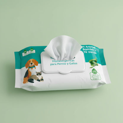 Toallas Humedas Bambu Limpieza Mascota Perro Gato 50und