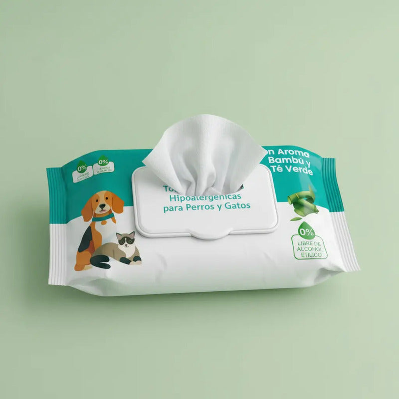 Toallas Humedas Bambu Limpieza Mascota Perro Gato 50und Bambu